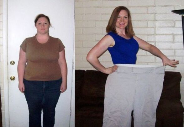 Mujer antes y después de seguir una dieta alcohólica